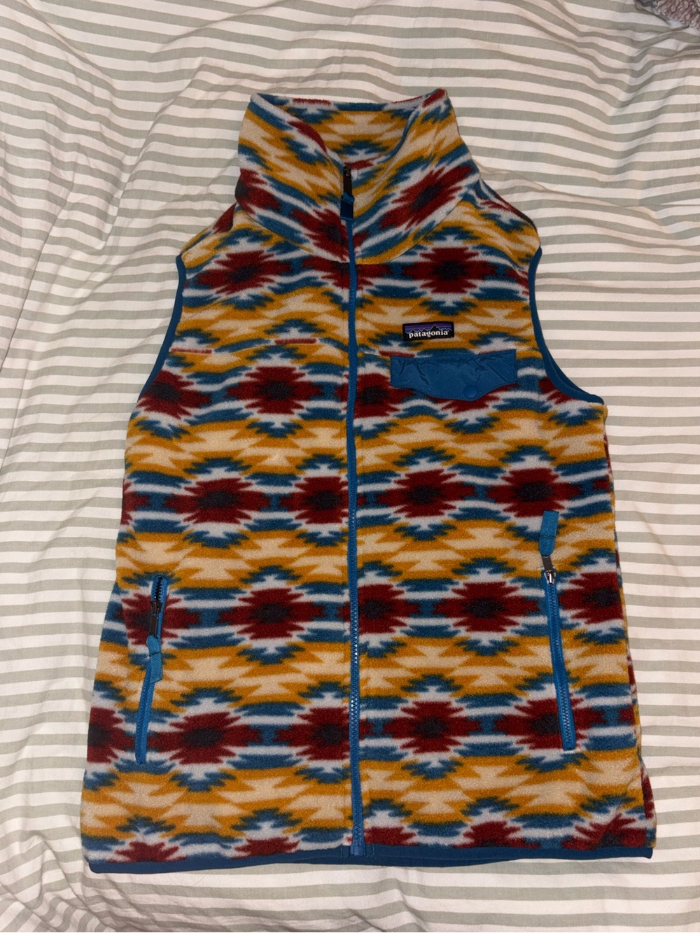 RARE VINTAGE Patagonia Synchilla Fleece Vest Southwest Geometric Full Zip!